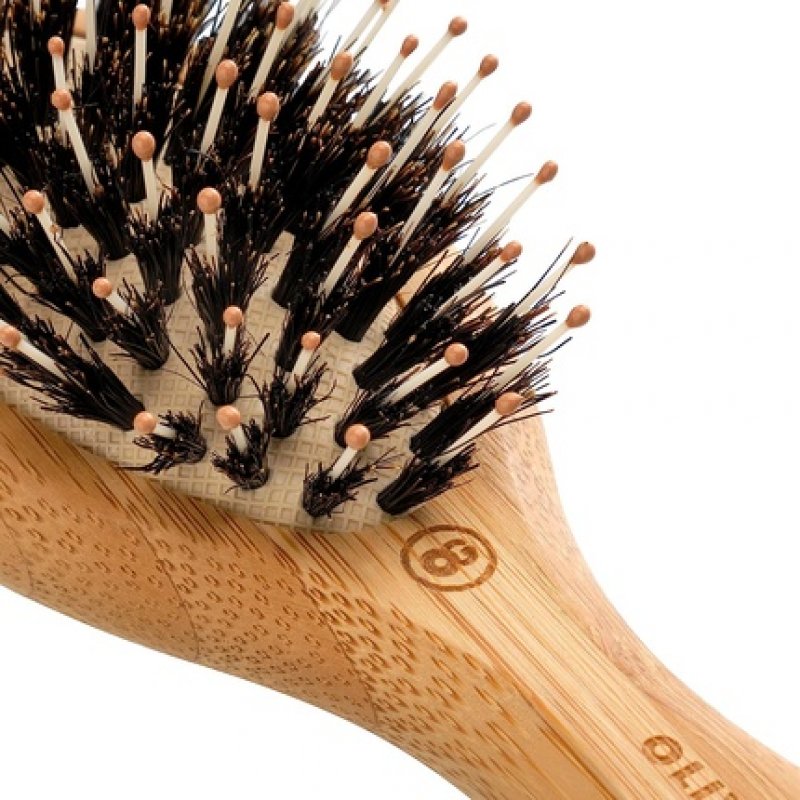 Olivia Garden Bamboo Touch Brush Sustainable Bamboo Detangle Hairbrush Nylon and Boar Bristles Size XS