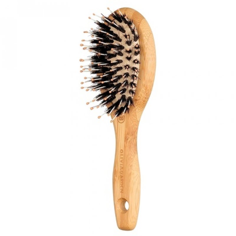Olivia Garden Bamboo Touch Brush Sustainable Bamboo Detangle Hairbrush Nylon and Boar Bristles Size XS
