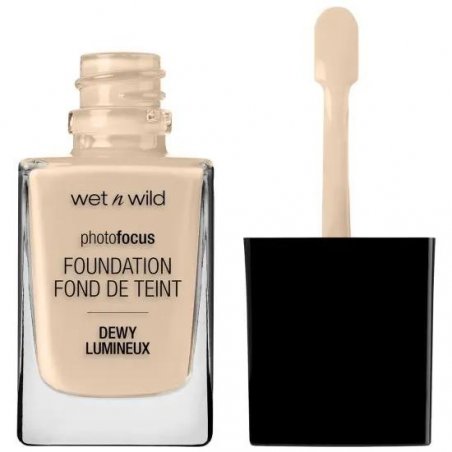 Wet n Wild Photo Focus Dewy Foundation in Nude Ivory - Moisturizing Formula for Normal and Dry Skin - Vegan