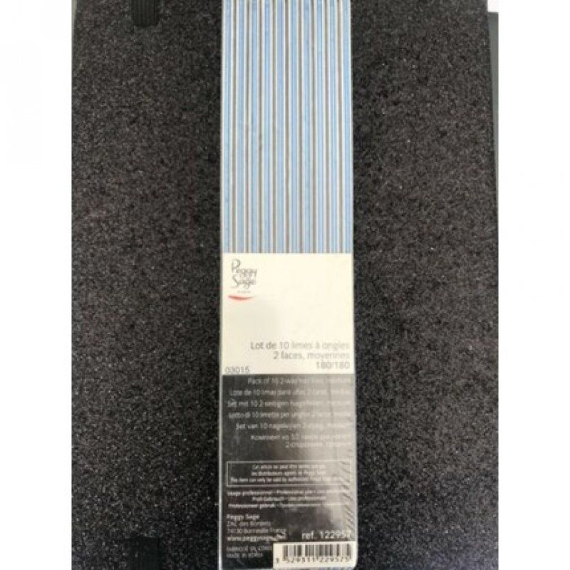 PEGGY SAGE Set of 10 Medium Black Pro Grade 180/180 Grit Nail Files