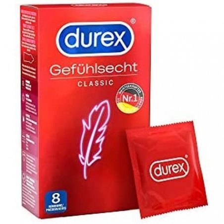 Durex Sensitive Classic Condoms Thin Latex Transparent and Moisturized for Uninterrupted Pleasure 8 Pieces - Pack of 8