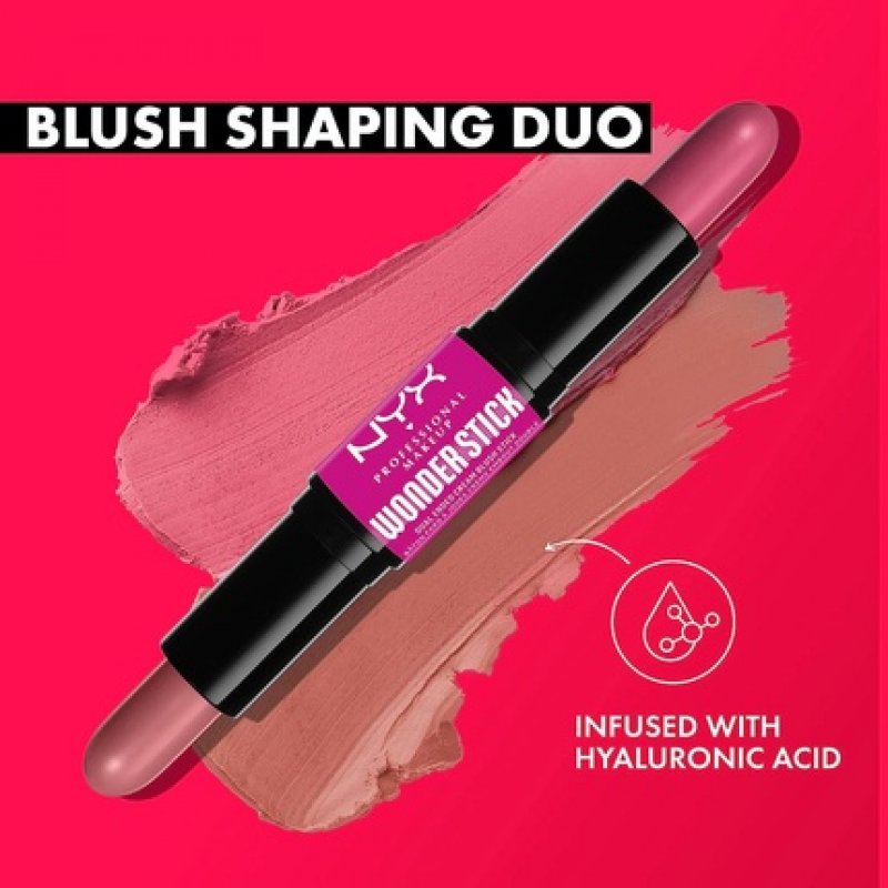 NYX Professional Makeup Wonder Stick Blush with Hyaluronic Acid and Moisturizing Blendable Texture Light Peach and Baby
