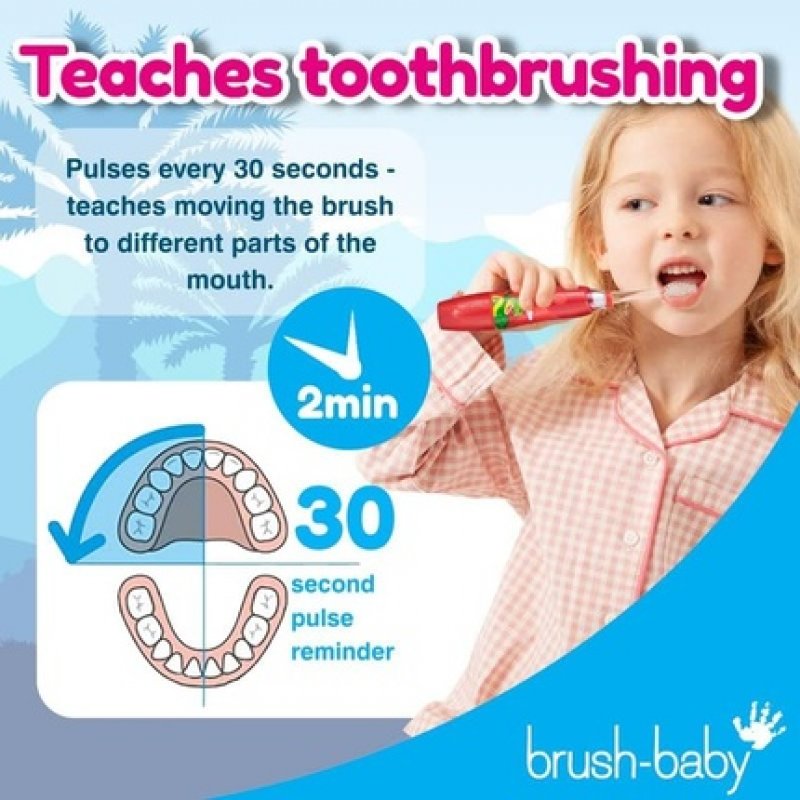 Brush Baby KidzSonic Toddler and Kid Electric Toothbrush for Ages 2-9 - Disco Lights, Gentle Vibration, and Smart Timer