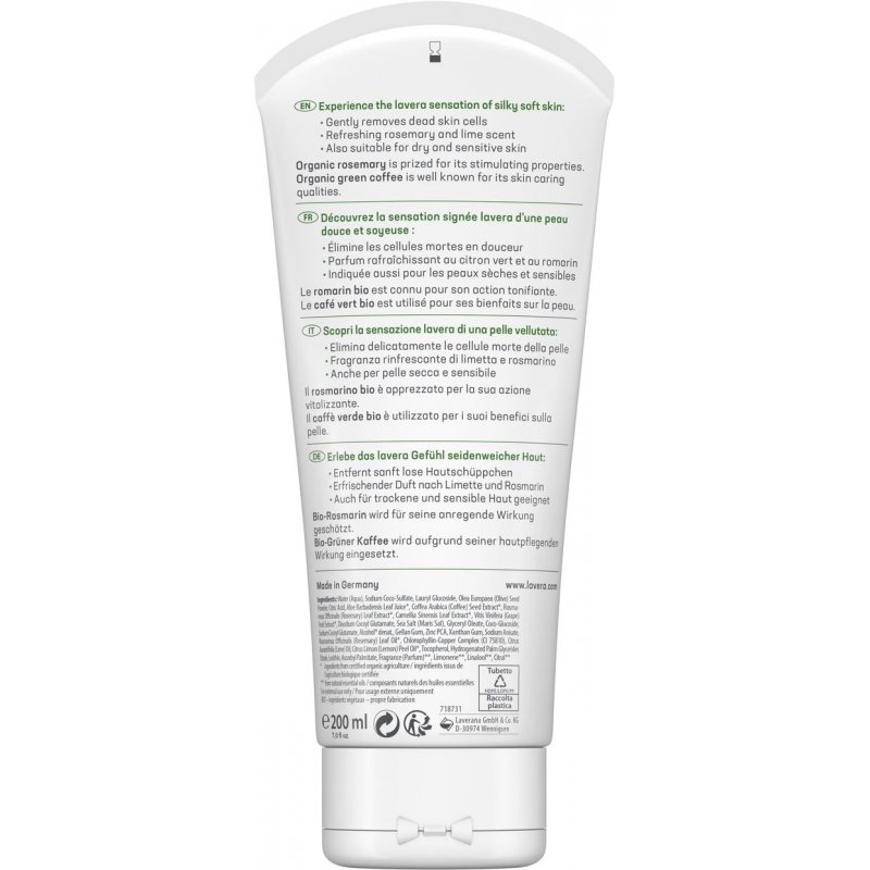 lavera Body Scrub with Organic Rosemary and Green Coffee 200ml