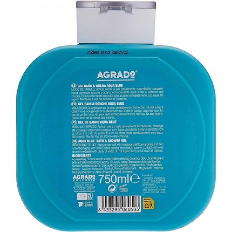 Agrado Aquablue Bath and Shower Gel 750ml