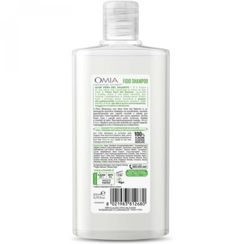 Omia Fisio Eco Bio Shampoo with Aloe Vera del Salento for Normal Hair 200ml