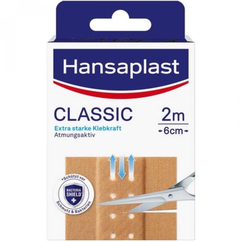 Hansaplast Classic Plaster 2m x 6cm with Extra Strong Adhesive and Bacteria Shield