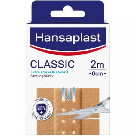 Hansaplast Classic Plaster 2m x 6cm with Extra Strong Adhesive and Bacteria Shield