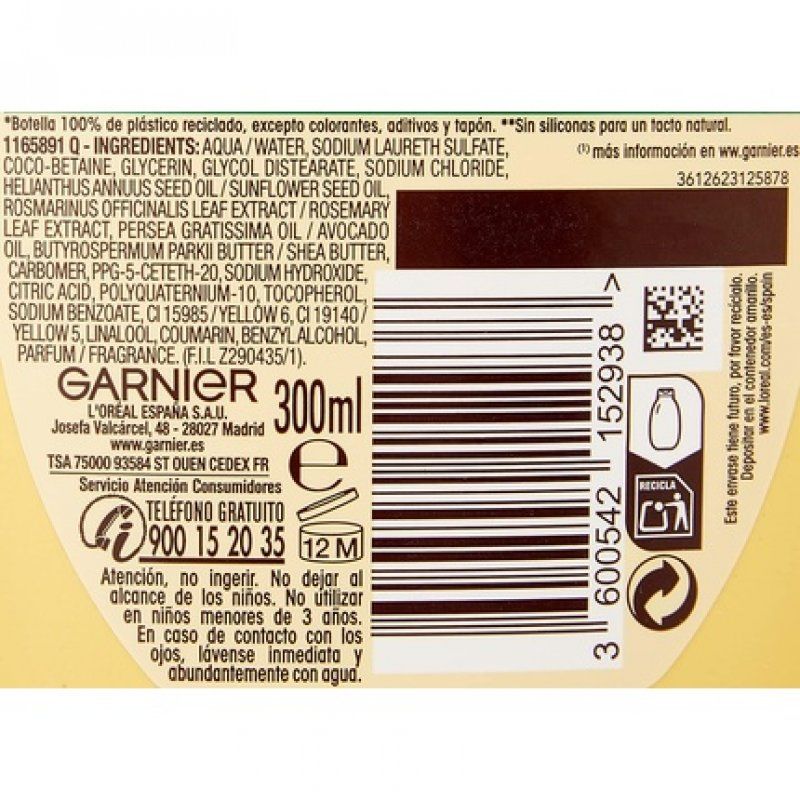 Garnier Original Remedies Shampoo with Avocado Oil and Shea Butter for Rebellious and Dry Hair 300ml