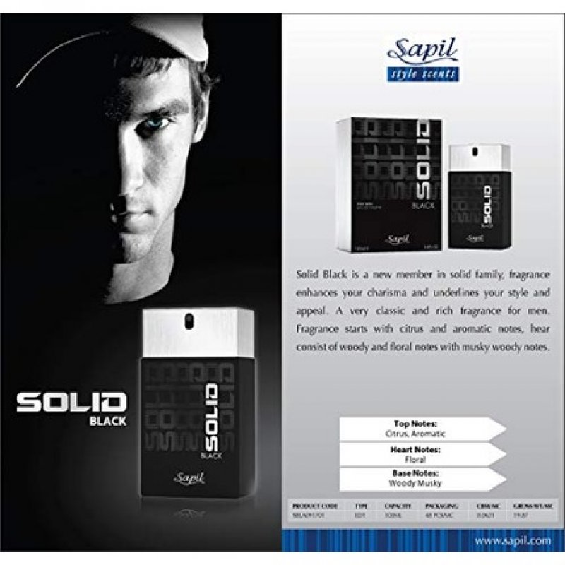 Sapil Solid Black for Men 3.4 Fl Oz / 100ml