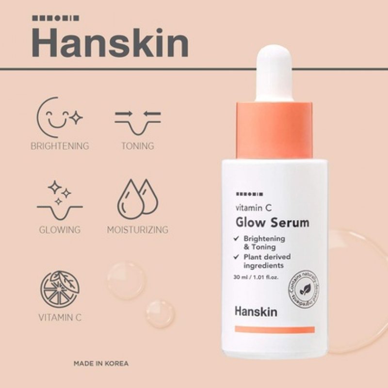 Hanskin Vitamin C Glow Serum with Ascorbic Acid Toning Illuminates for Glowing Skin 30ml