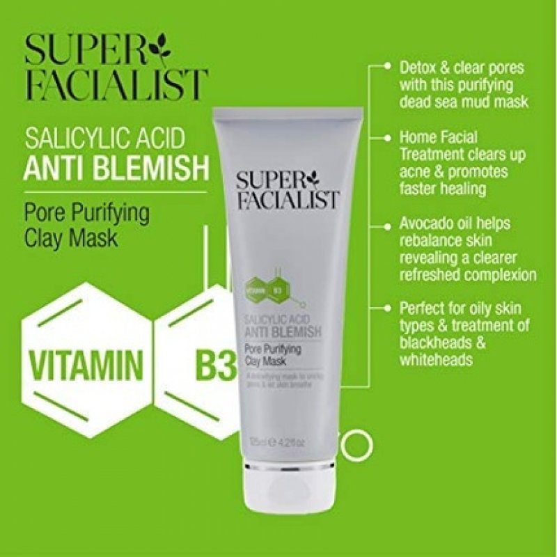 Super Facialist Salicylic Acid Anti-Blemish Pore Cleansing Clay Mask 125ml