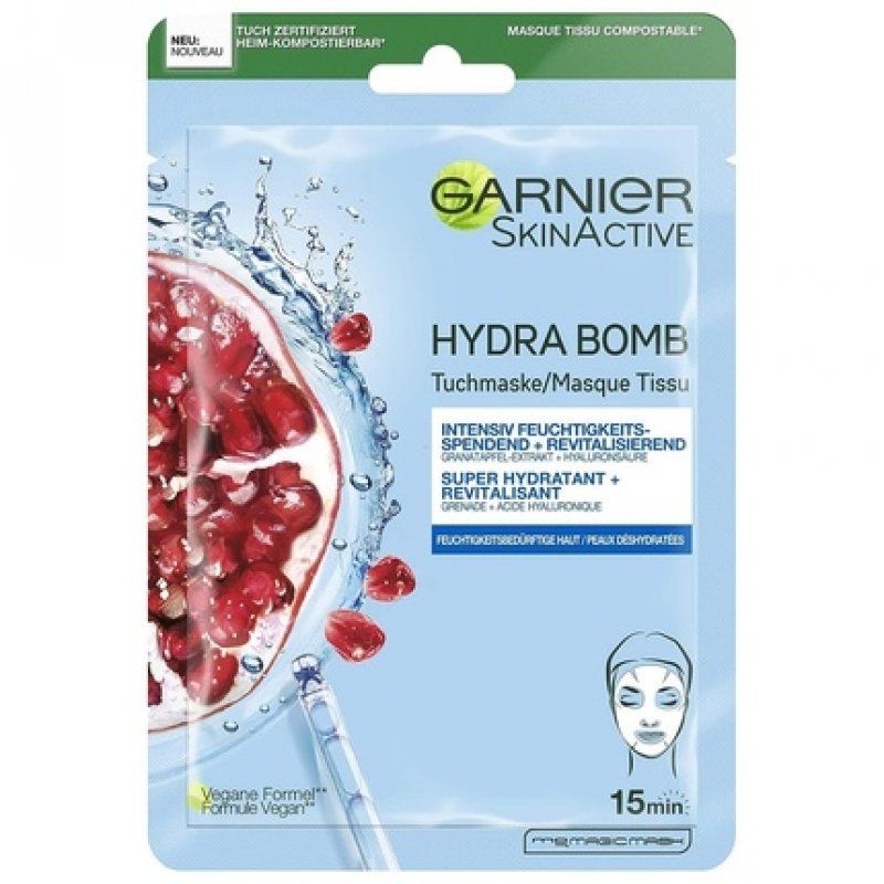 Garnier Face Mask for Moisture-Deprived Skin Revitalizing and Moisturizing with Hyaluronic Acid and Pomegranate Extract