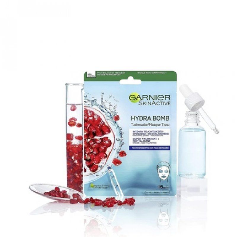 Garnier Face Mask for Moisture-Deprived Skin Revitalizing and Moisturizing with Hyaluronic Acid and Pomegranate Extract