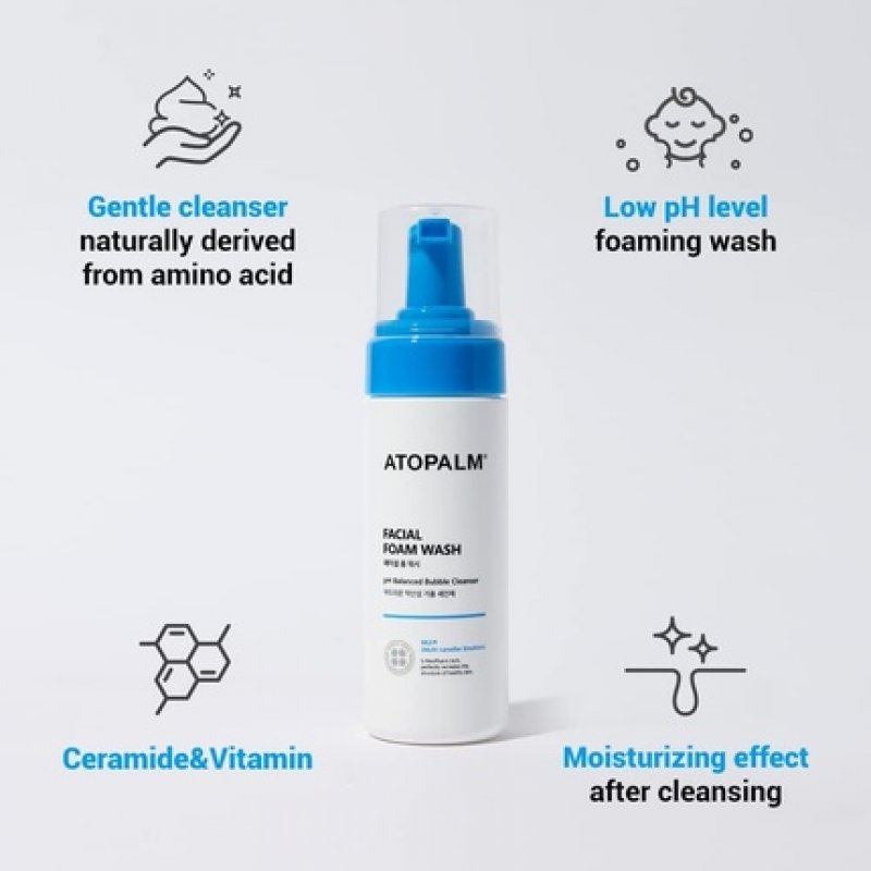 ATOPALM Facial Foam Wash Gentle Baby Wash Tear-Free Sulfate-Paraben-Free pH Balanced Hypoallergenic for Sensitive Skin