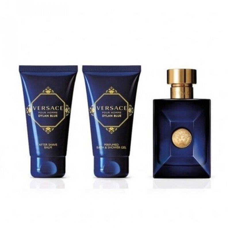 Versace Dylan Blue 50ml EDT Spray 50ml Shower Gel 50ml Aftershave Balm Gift Set 2023