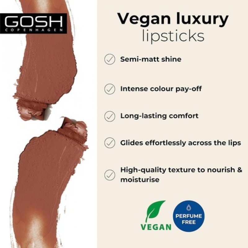 GOSH Luxury Nude Lipstick with Light Sheen Intense Nude Shades 004 Exposed