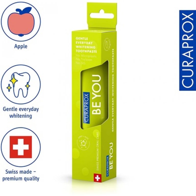 Curaprox Be You Apple Whitening Toothpaste with Aloe Vera and Menthol 60ml - Green