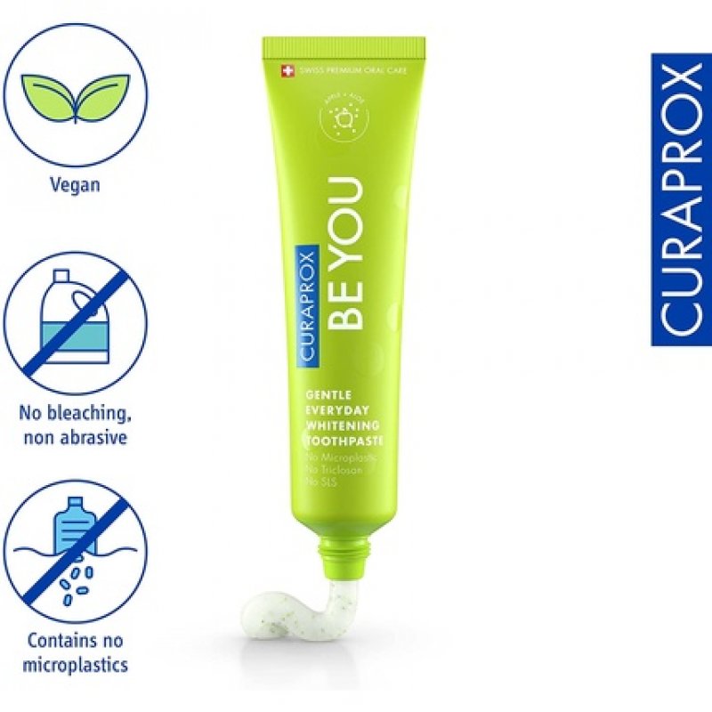 Curaprox Be You Apple Whitening Toothpaste with Aloe Vera and Menthol 60ml - Green