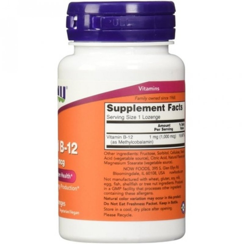 NOW Methyl B-12 Methylcobalamin 1000mcg Nervous System Health Lozenges