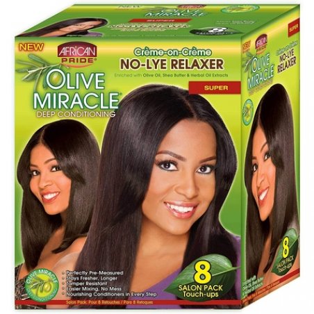 African Pride Olive Miracle Super Deep Conditioning No-Lye Relaxer Kit - 8 Count