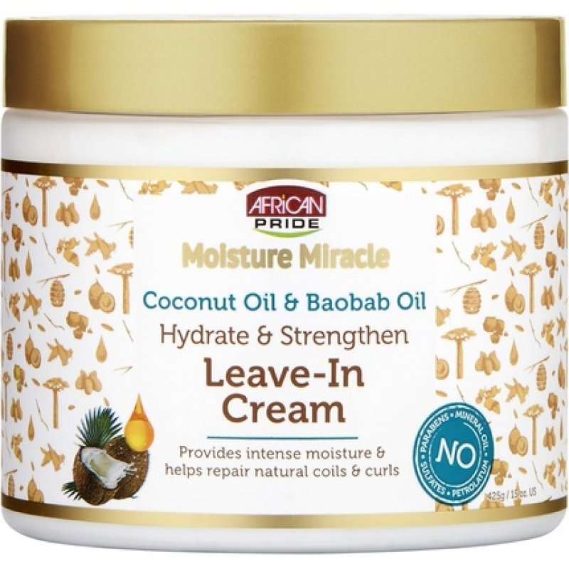 African Pride Moisture Miracle Coconut and Baobab Oil Leave-In Cream 15 oz
