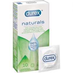 Durex Naturals Natural Latex Condoms with Water-Based Natural Ingredient Lubricant 10 Count