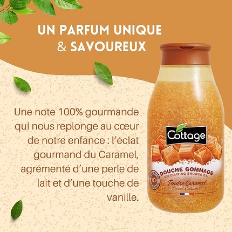 Cottage Gentle Caramel Exfoliating Shower Scrub with 100% Natural Grains