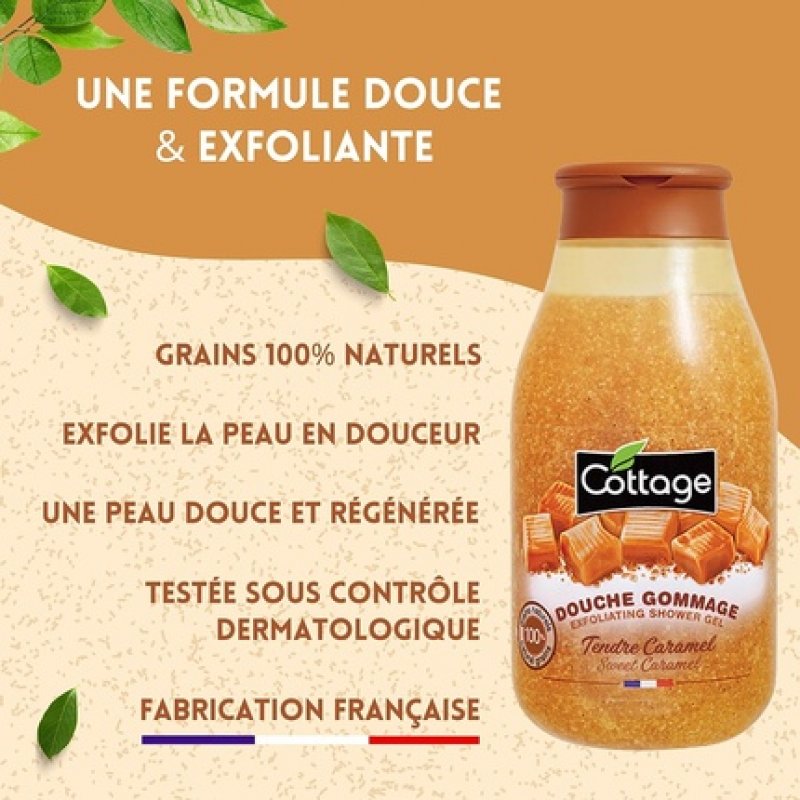 Cottage Gentle Caramel Exfoliating Shower Scrub with 100% Natural Grains