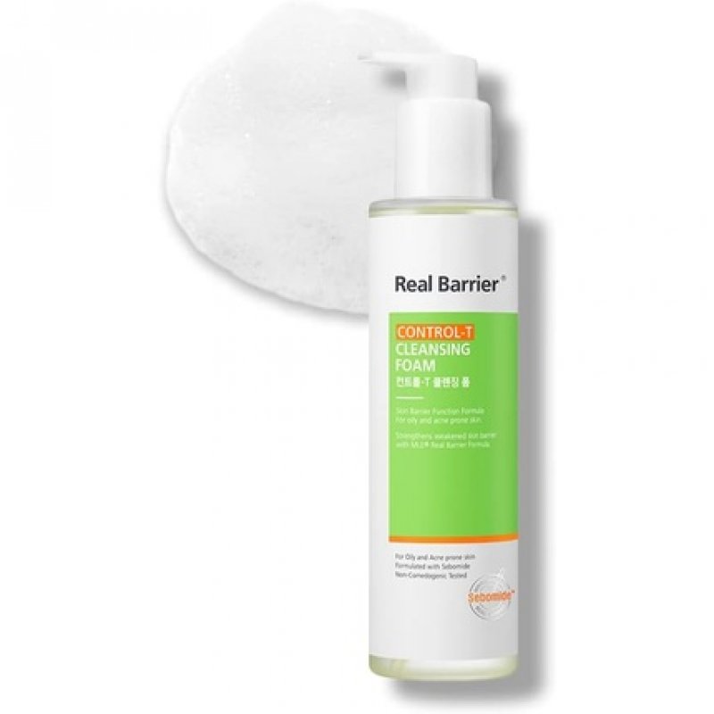 Real Barrier Control-T Cleansing Foam Sulfate-Free Face Wash for Oily Skin 6.42 Fl Oz 190ml
