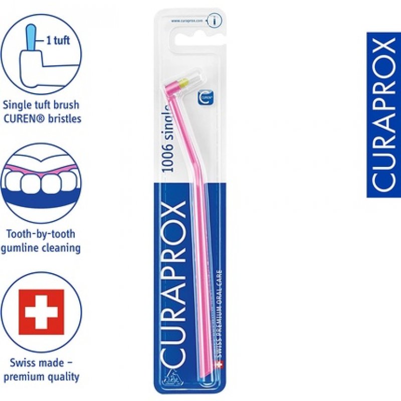 Curaprox CS 1006 Interdental Toothbrush Assorted Colour Manual Single Tuft Interdental Brush Ultra-Fine CUREN Filaments
