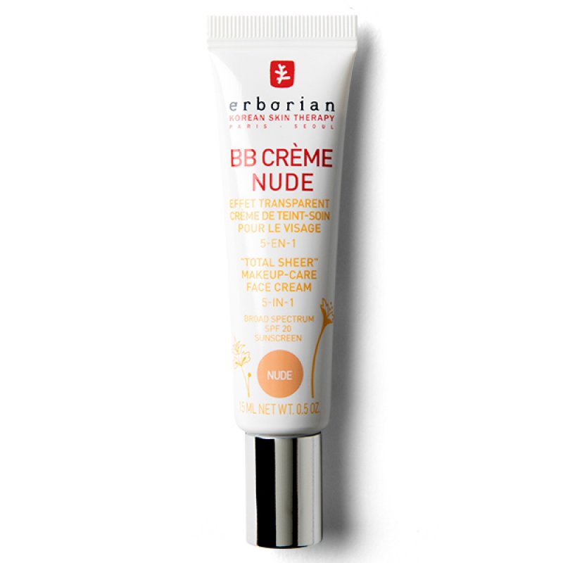 Erborian BB Cream with Ginseng 5-in-1 Tinted Korean Face Care with SPF 20 15ml Nude