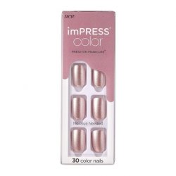 KISS imPRESS Color Press-On Manicure Gel Nail Kit Short Length Champagne Pink