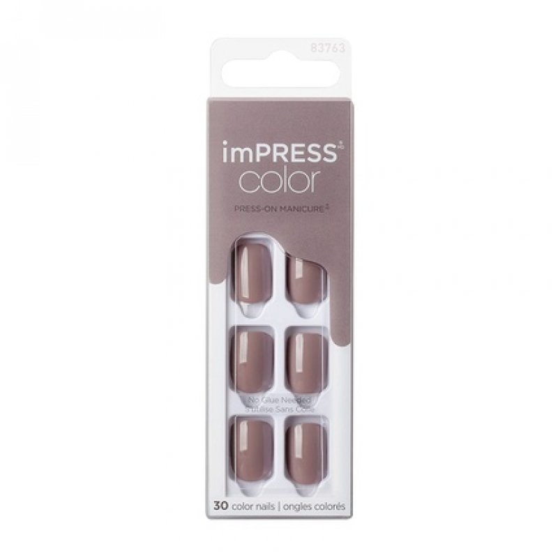 KISS imPRESS Color Press-On Nails Gel Nail Kit Short Length Taupe Prize