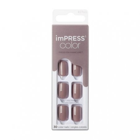 KISS imPRESS Color Press-On Nails Gel Nail Kit Short Length Taupe Prize