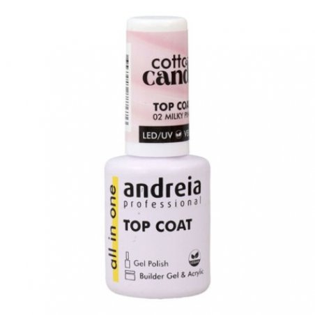 Andreia Cotton Candy Top Coat Nail Polish Fixer Nº 02 Milky Pink 10.5ml