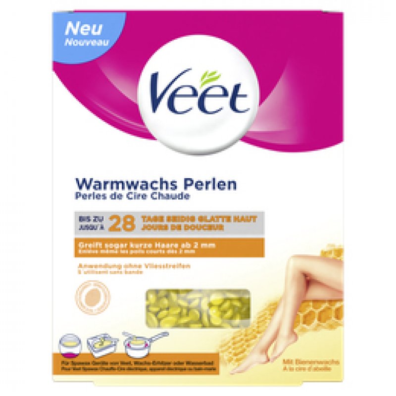 Veet Wax Beads with Beeswax for Electric Wax Warmers or Water Baths 230g with Wooden Spatula
