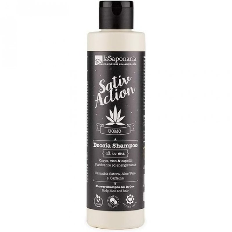 LA SAPONARIA SATIVA Men's Shower Shampoo All in One with Cannabis 200ml