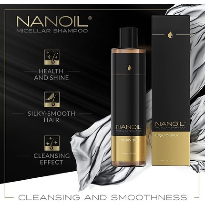 Nanoil Mizellen Shampoo with Liquid Silk 300ml - Smoothing, Softening, and Elasticizing for Clean Hair and Scalp