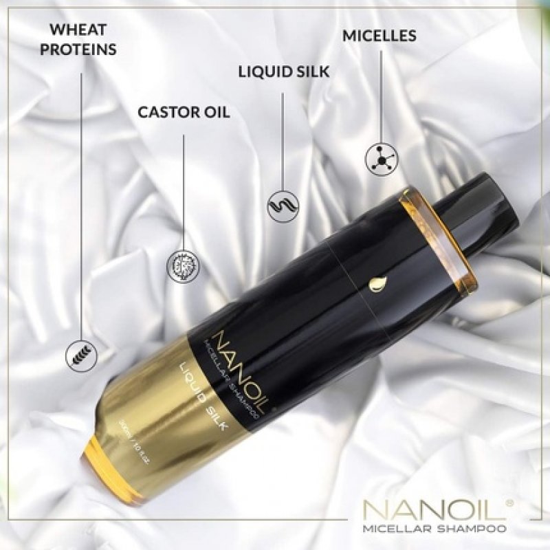 Nanoil Mizellen Shampoo with Liquid Silk 300ml - Smoothing, Softening, and Elasticizing for Clean Hair and Scalp