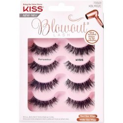 KISS Blowout Lash Collection 4 Pairs False Eyelashes Pompadour Reusable Includes Eyelash Glue