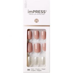 KISS imPRESS Press-On Manicure One More Chance Short Length Square with PureFit Technology - 30 Fake Nails