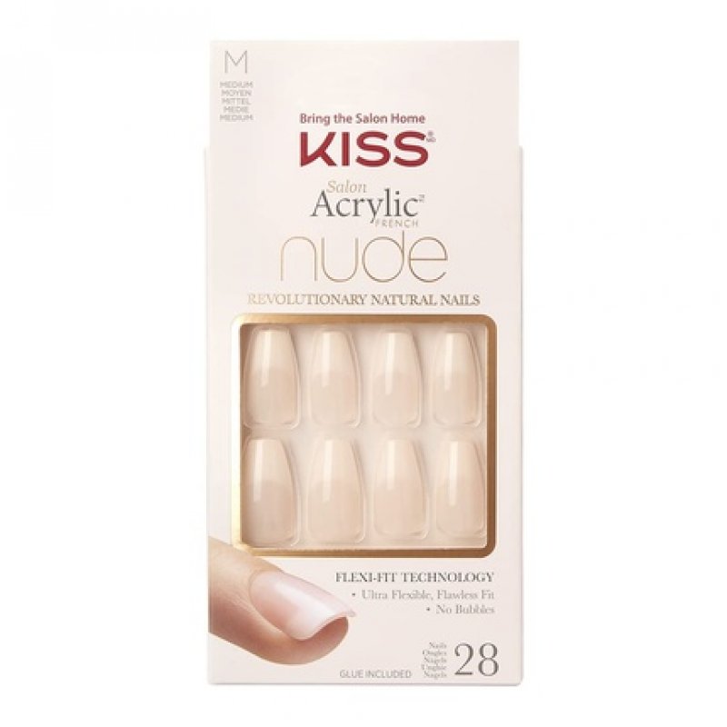 Kiss Salon Acrylic Nude French Nails Leilani 28 Pieces