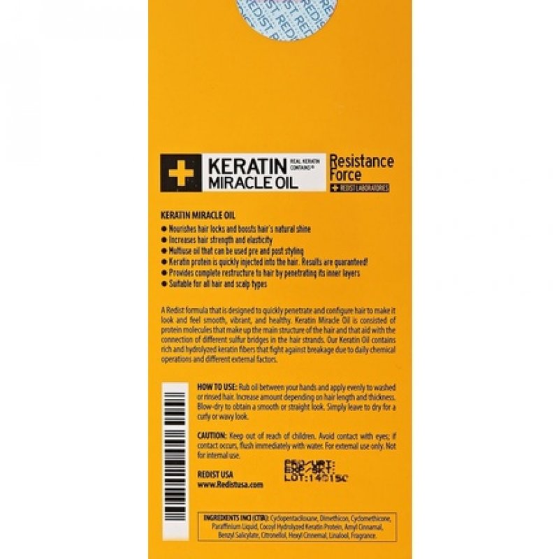 Redist Hair Oil Keratin 100ml for Anti-Frizz Treatment of Dry, Brittle and Damaged Hair