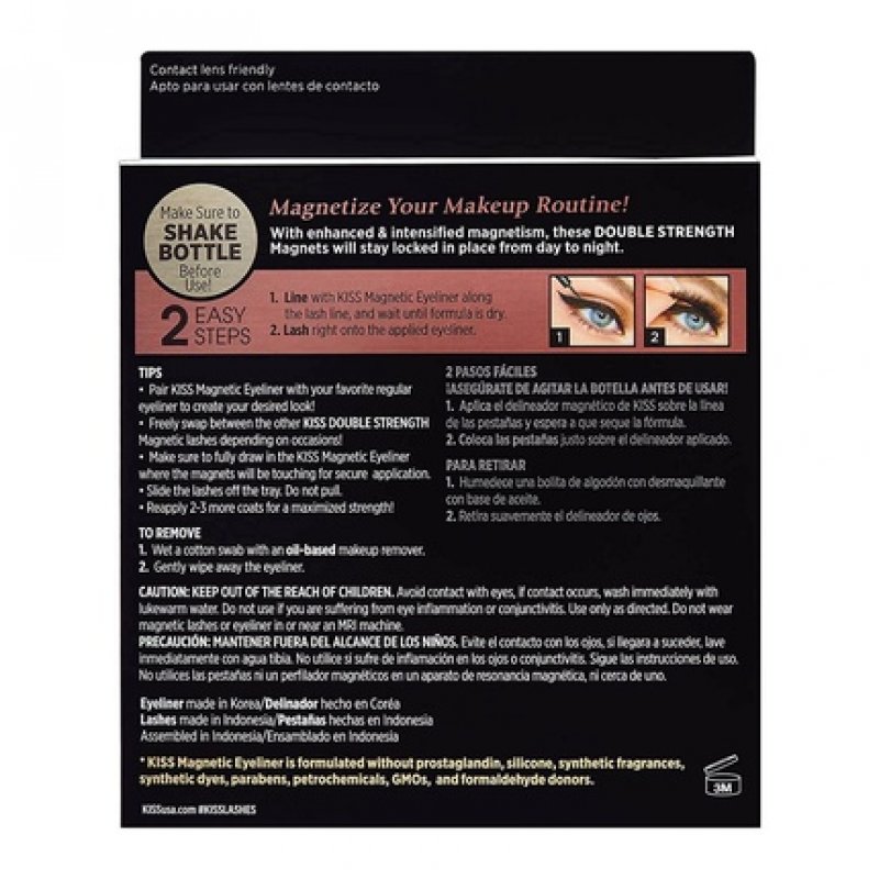 Kiss Magnetic Eyeliner & Lash Kit Synthetic False Eyelashes with 5 Double Strong Magnets and Smudge-Proof