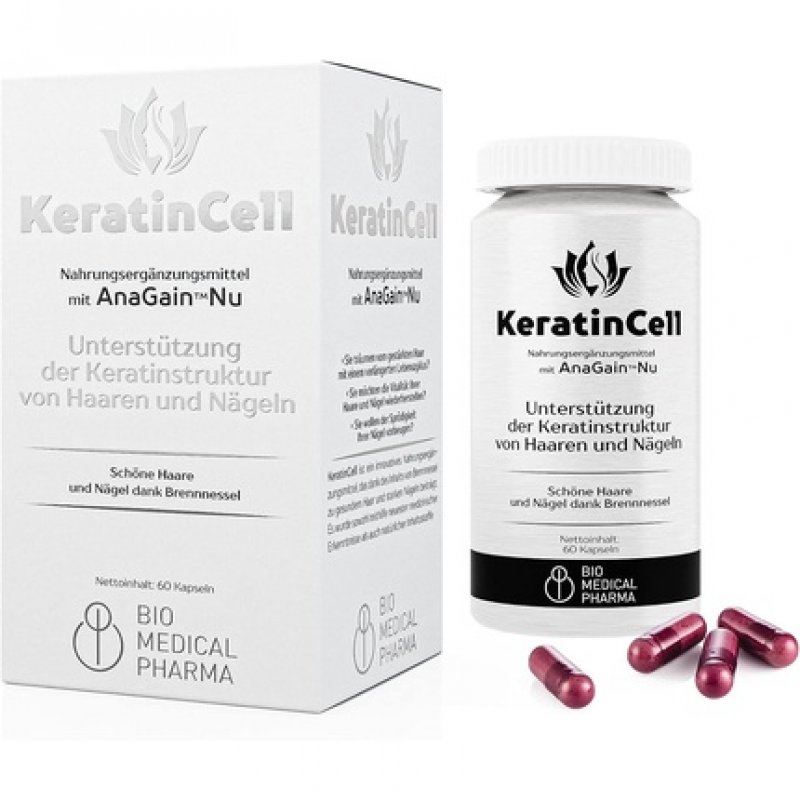 KeratinCell Hair Vitamins with Biotin, MSM, AnaGain Nu, Iron, Nettle Leaf Extract, L-Cysteine, DL-Methionine - Keeps