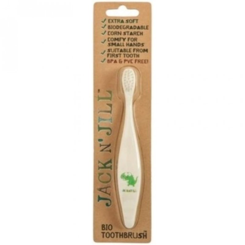 Jack N' Jill Kids Plastic Free Bio Toothbrush with Soft Nylon Bristles - Dino