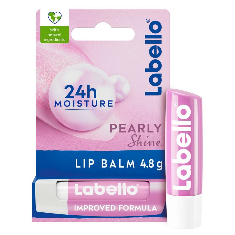 Labello Pearly Shine Lip Balm 4.8g Moisturizing Lip Balm with Pearl and Silk Extracts 24 Hour Moisture