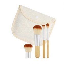 T4B MIMO Bamboo Makeup Brush Set with Travel Size and Travel Bag - Pack of 4