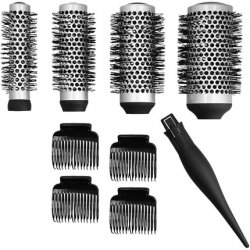 T4B LUSSONI Professional Anti-Static Styling Brush Set with 4 Interchangeable Brush Heads, 4 Clips, Flexible Material -